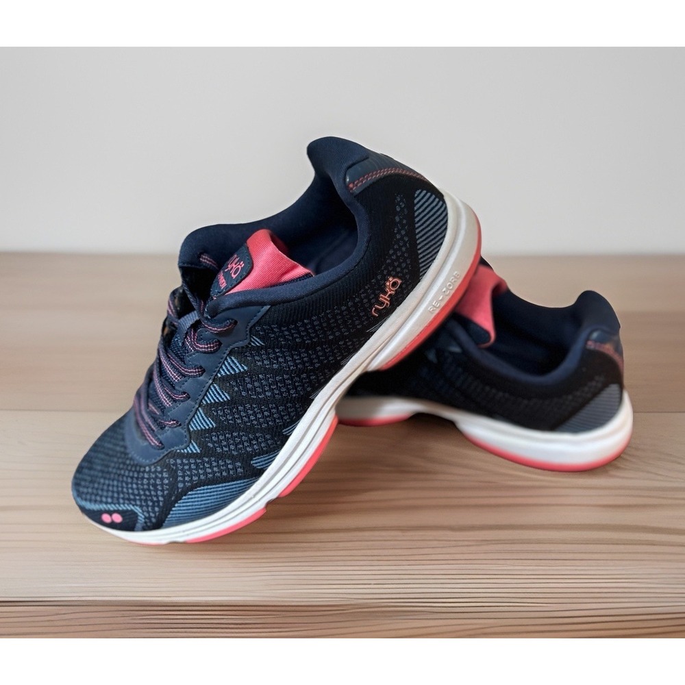 RYKA Dominion Women's Re Zorb Navy Blue & Pink Active Walking Sneaker Shoes Sz 7